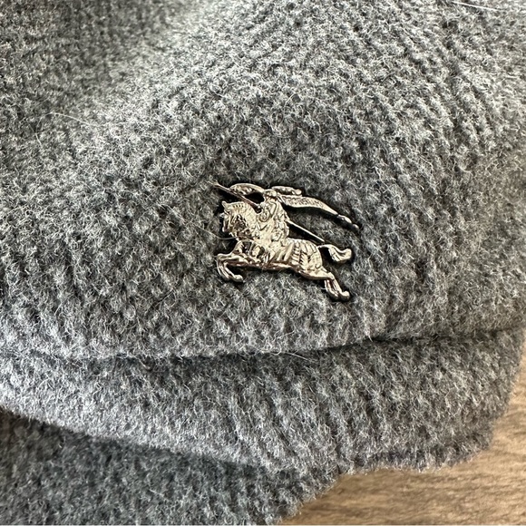 Burberry Womens Small Gray Wool Newsboy Cap Winter Hat Plaid Lining Grey 21.5” - Picture 3 of 7